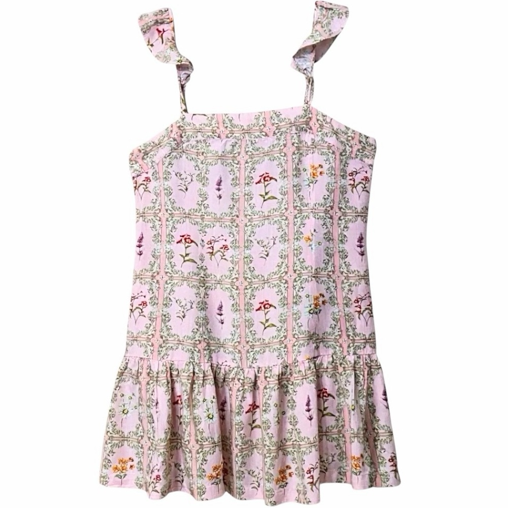 Agua Bendita x Target Pink Floral Mini Dress Cottagecore Flutter Sleeve Large
